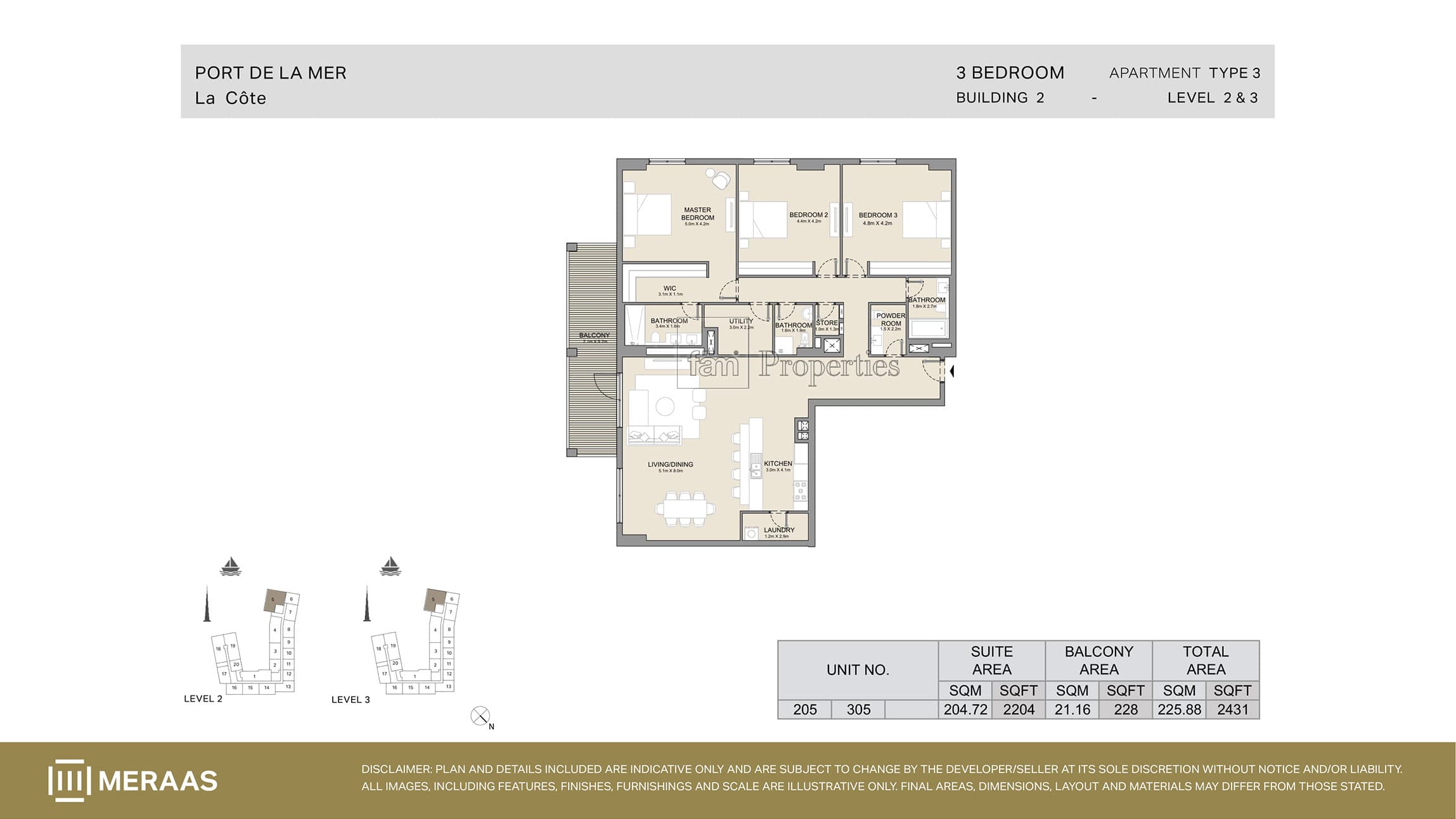 La Cote Building 1, 3-Bed Floor Plan, type: Type 3
