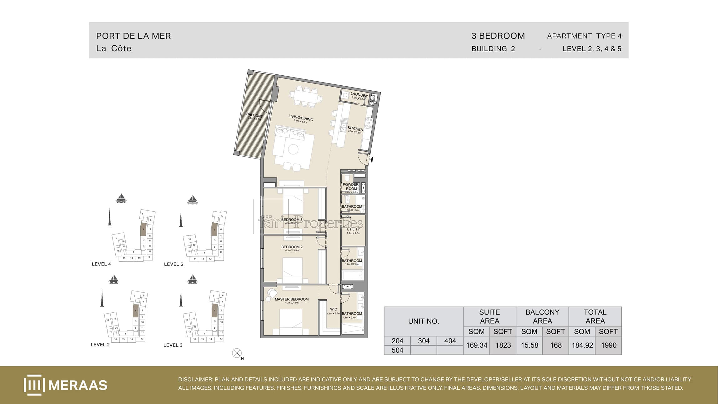 La Cote Building 1, 3-Bed Floor Plan, type: Type 4