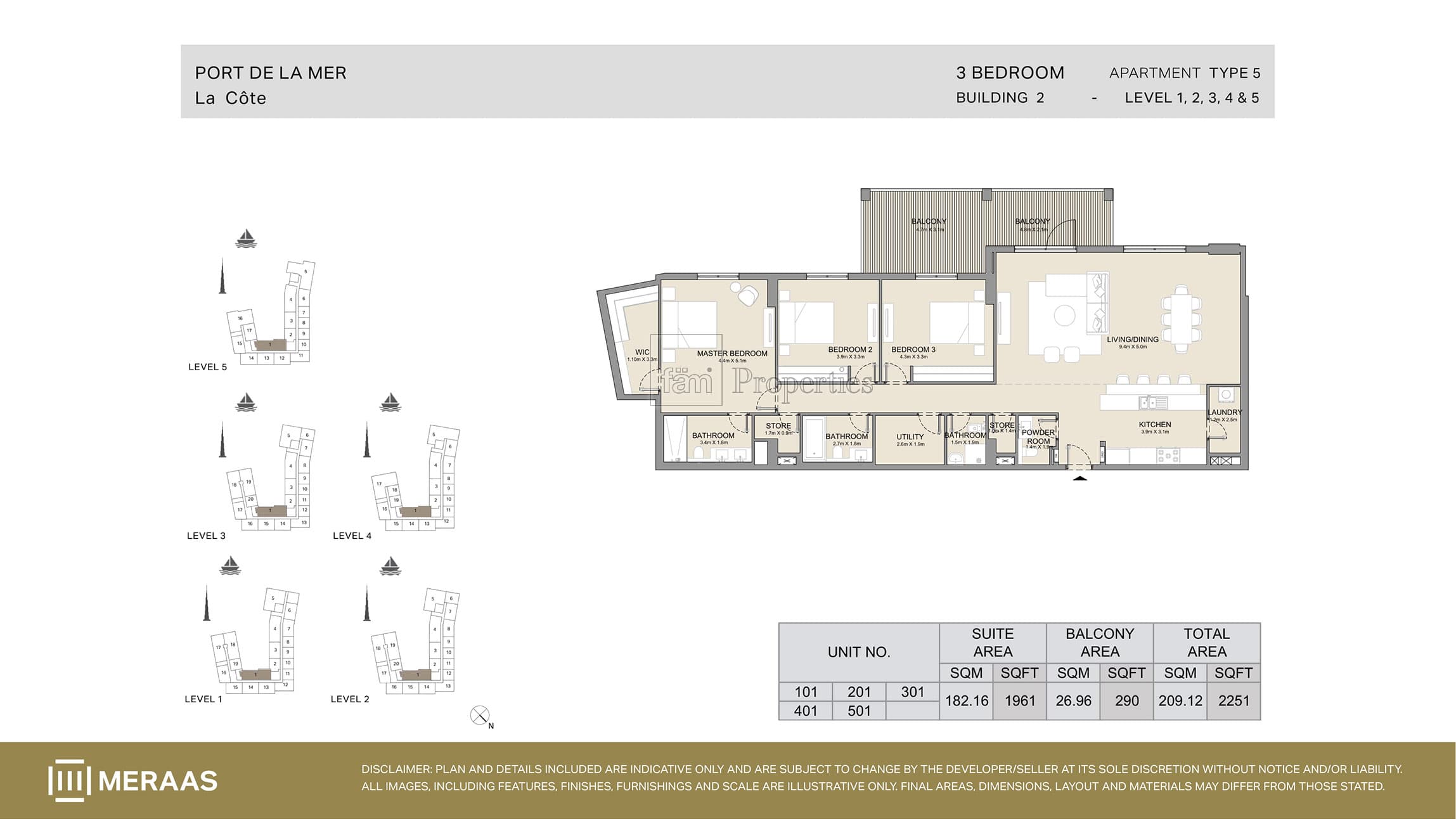 La Cote Building 1, 3-Bed Floor Plan, type: Type 5