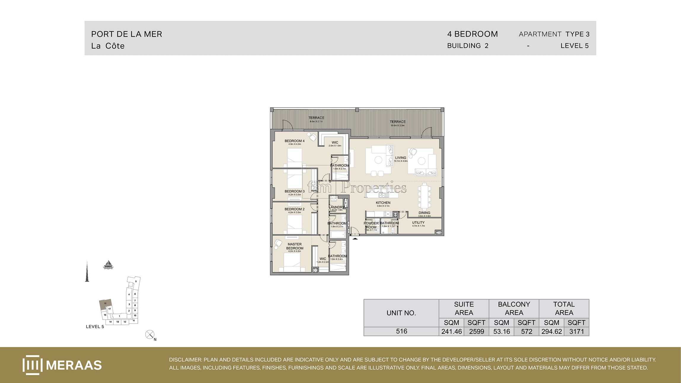 La Cote Building 1, 4-Bed Floor Plan, type: Type 3