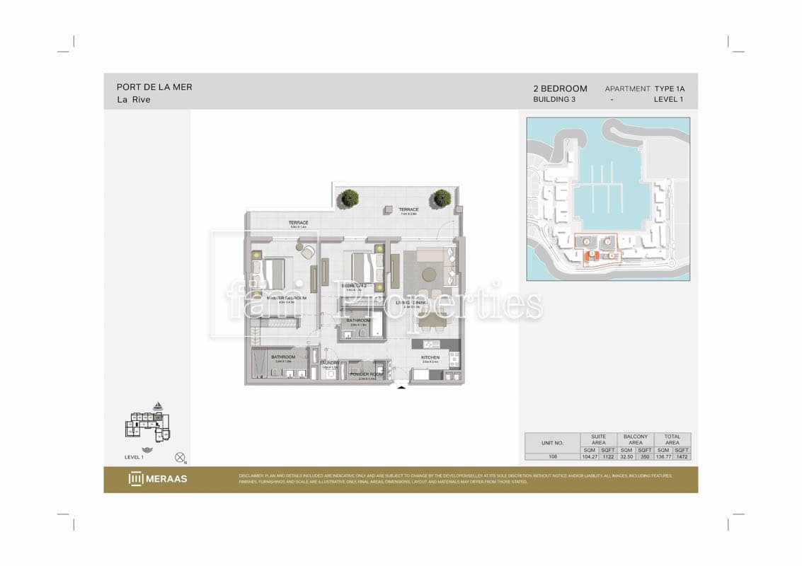 La Rive Tower 3, 2-Bed Floor Plan, type: 2 Bedroom