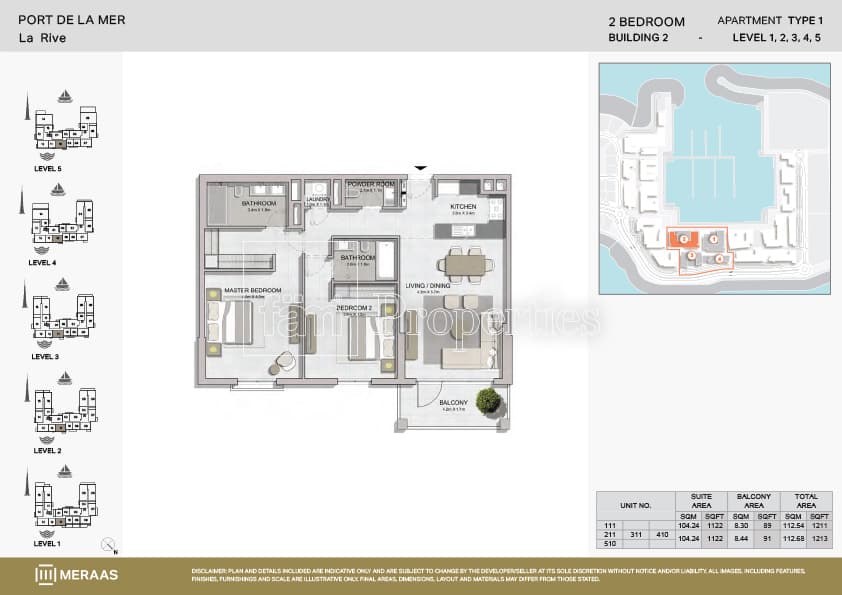 La Rive, 2-Bed Floor Plan, type: Type 1