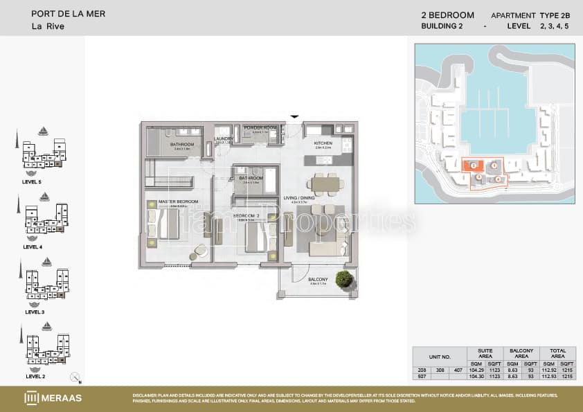La Rive, 2-Bed Floor Plan, type: Type 2B