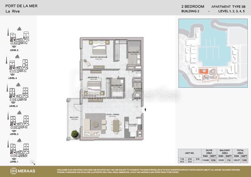 La Rive, 2-Bed Floor Plan, type: Type 3B