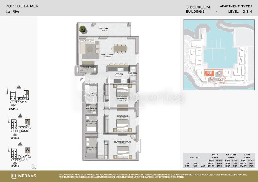 La Rive, 3-Bed Floor Plan, type: Type 1
