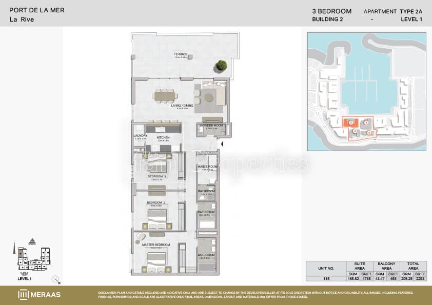 La Rive, 3-Bed Floor Plan, type: Type 2A