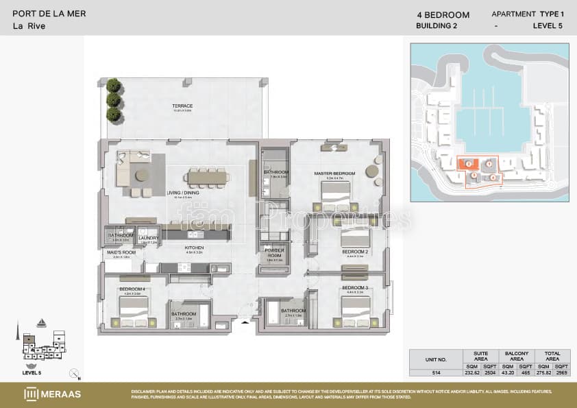 La Rive, 4-Bed Floor Plan, type: Type 1