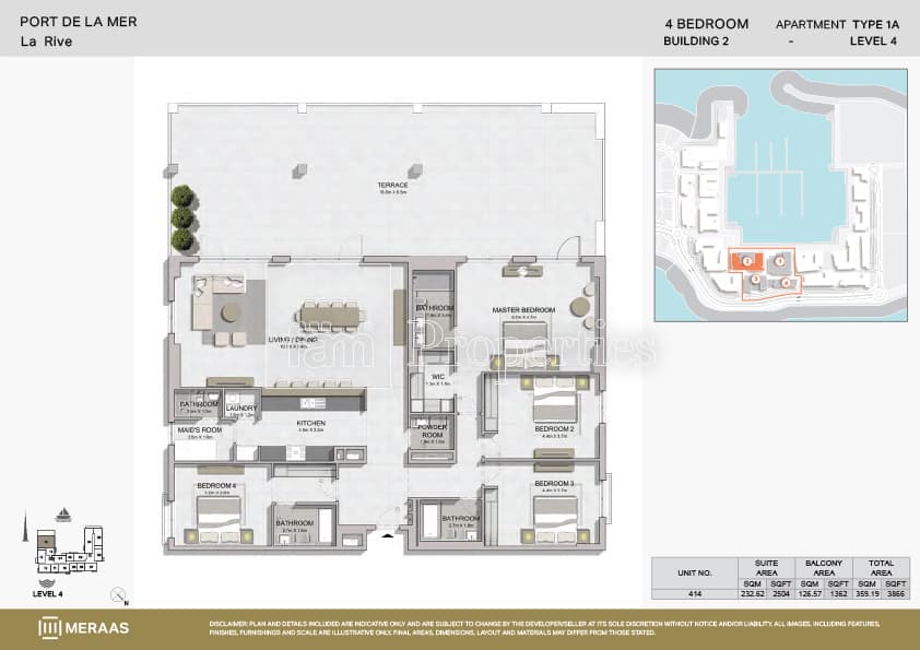 La Rive, 4-Bed Floor Plan, type: Type 1A