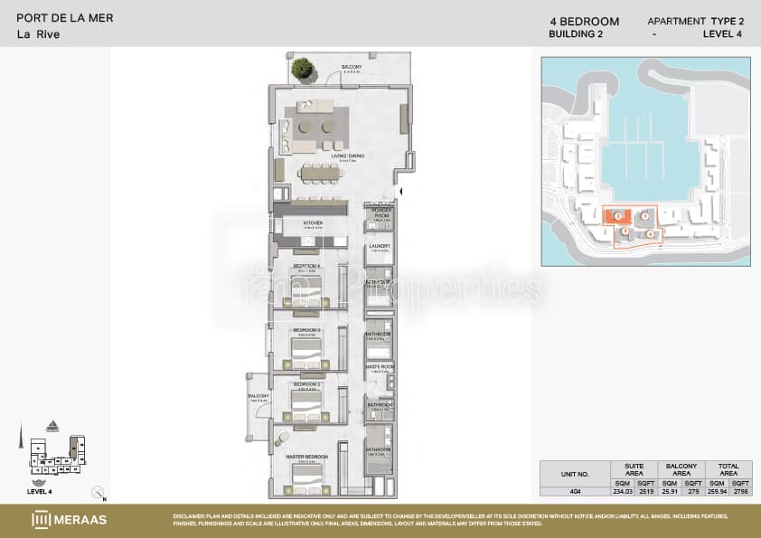 La Rive, 4-Bed Floor Plan, type: Type 2