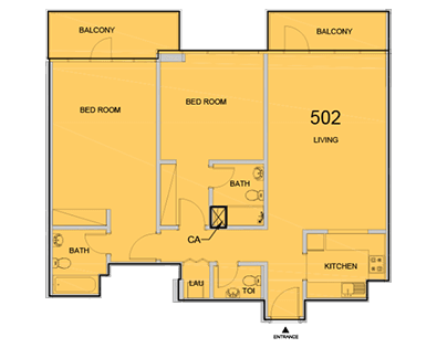 La Riviera JVC, 2-Bed Floor Plan, type: 2 Bedroom