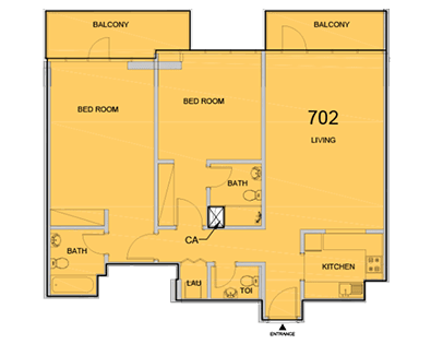 La Riviera JVC, 2-Bed Floor Plan, type: 2 Bedroom