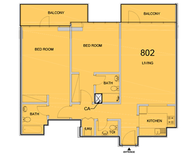 La Riviera JVC, 2-Bed Floor Plan, type: 2 Bedroom