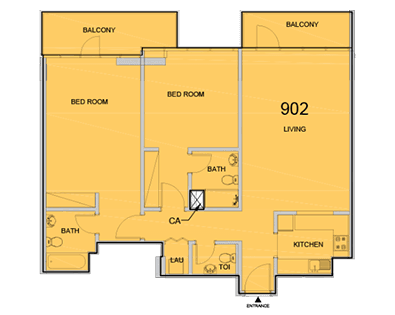 La Riviera JVC, 2-Bed Floor Plan, type: 2 Bedroom