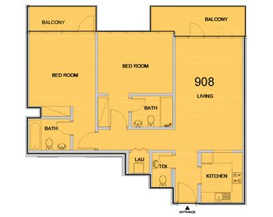 La Riviera JVC, 2-Bed Floor Plan, type: 2 Bedroom