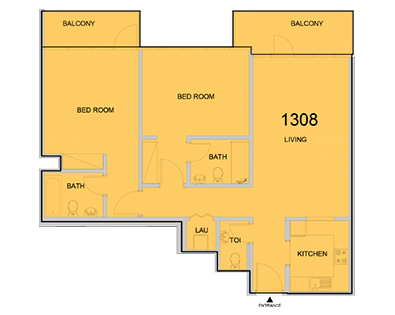 La Riviera JVC, 2-Bed Floor Plan, type: 2 Bedroom