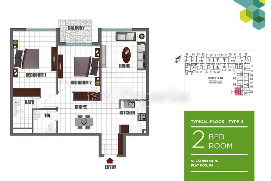 Lawnz Residence, 2-Bed Floor Plan, type: 2 Bedroom
