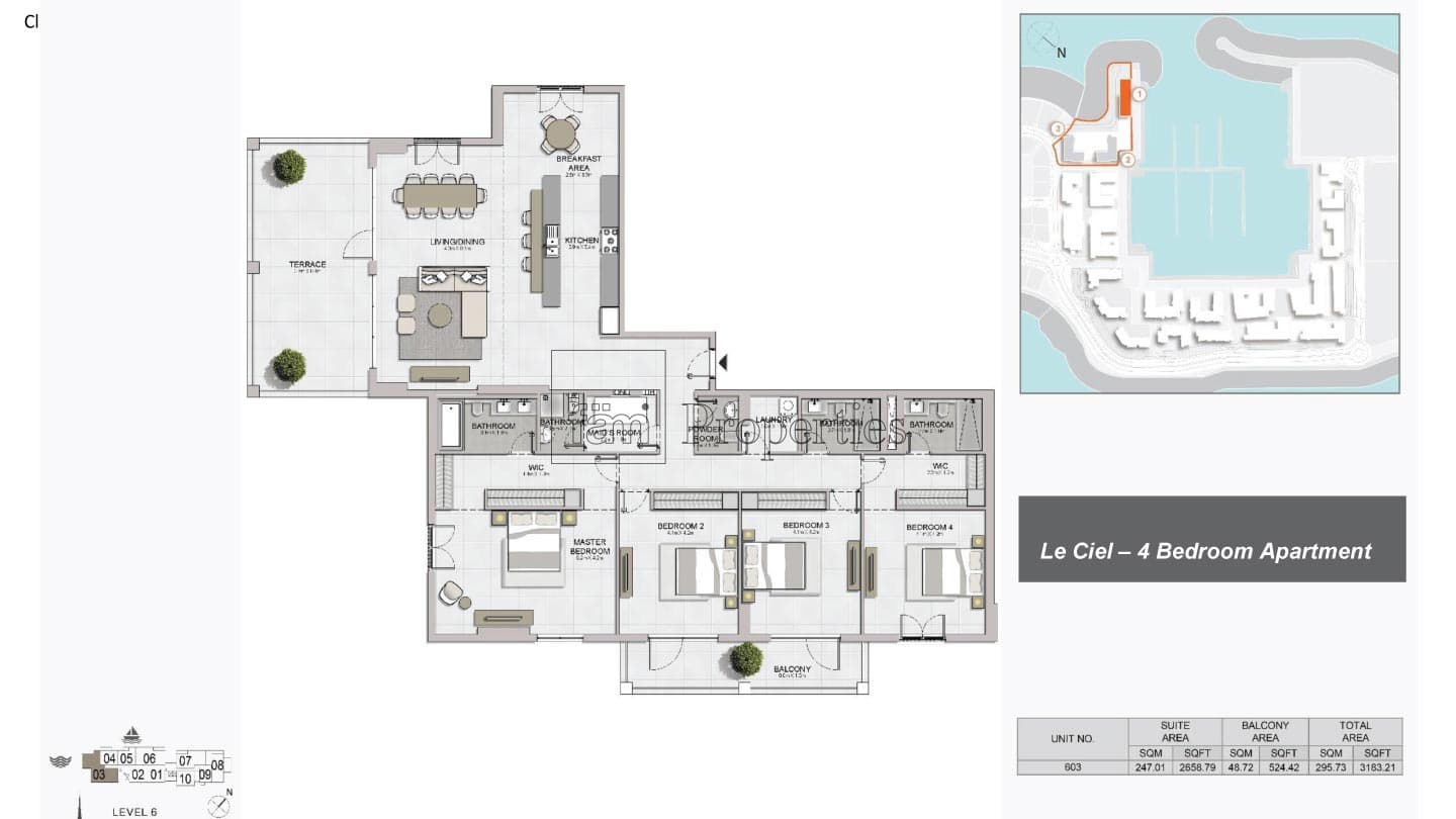 Le Ciel Building 1, 4-Bed Floor Plan, type: 4 Bedroom