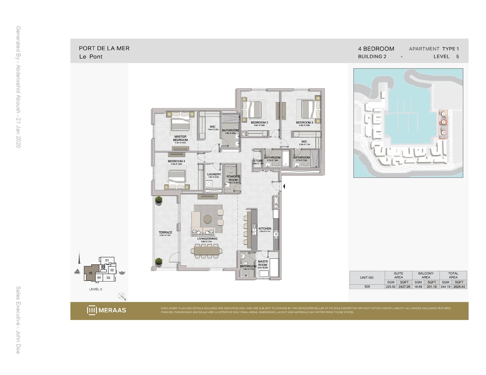 Le Pont Building 1, 4-Bed Floor Plan, type: 4 Bedroom