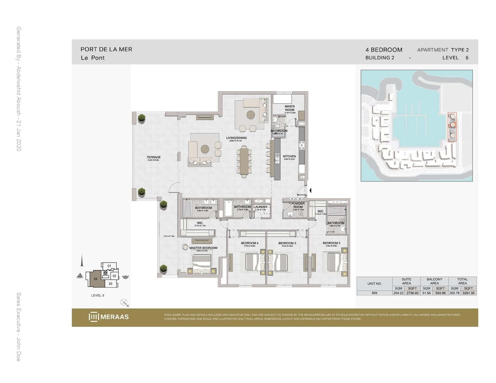 Le Pont Building 1, 4-Bed Floor Plan, type: 4 Bedroom