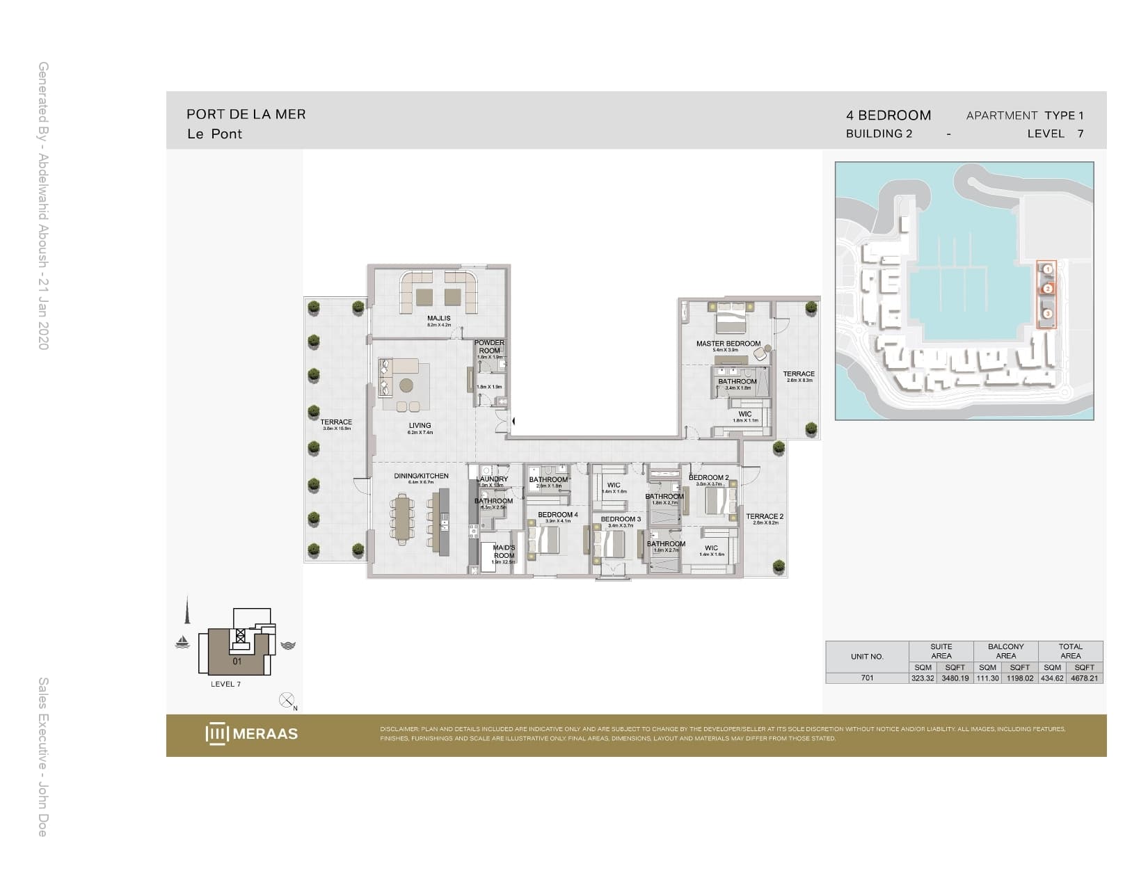 Le Pont Building 1, 4-Bed Floor Plan, type: 4 Bedroom
