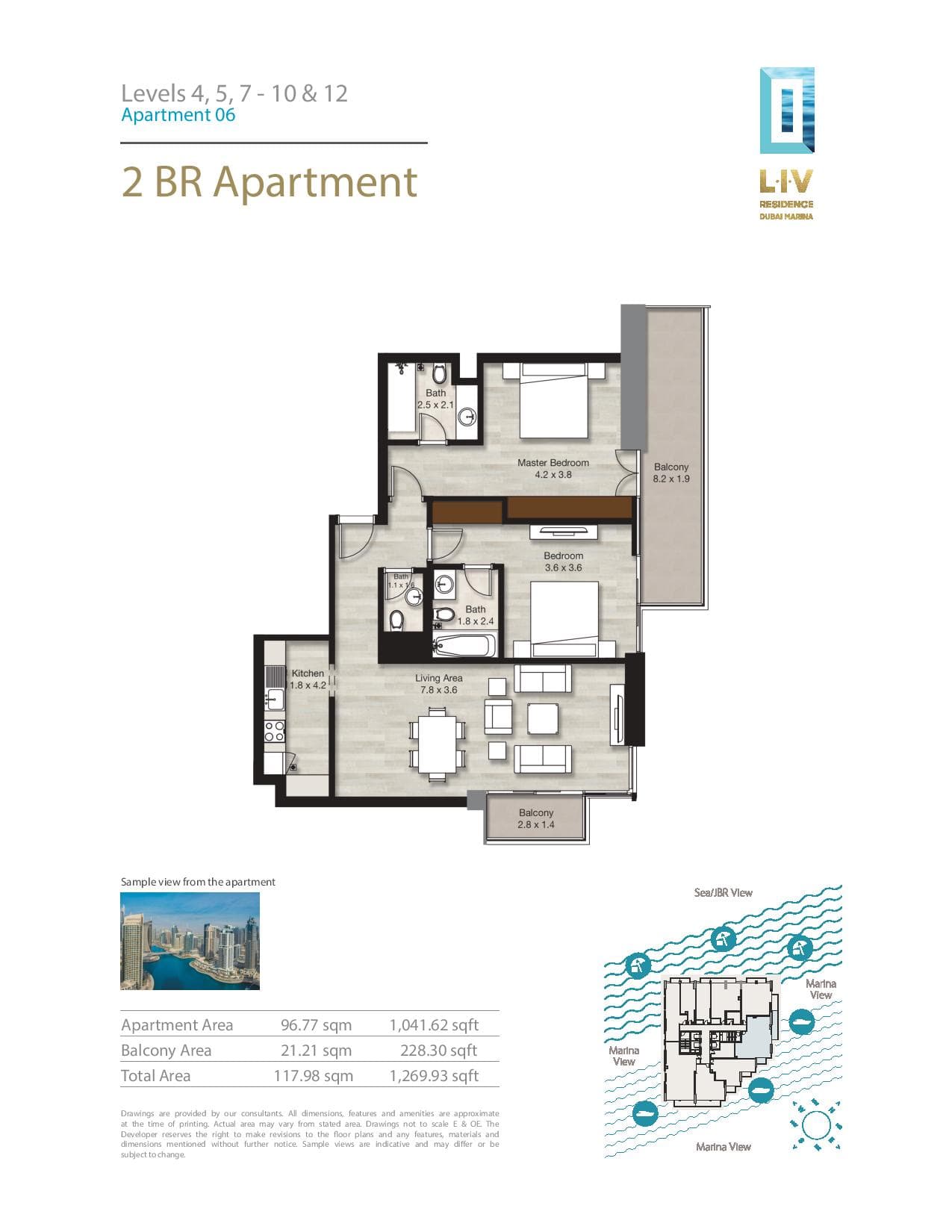 LIV Residence, 2-Bed Floor Plan, type: 2 Bedroom