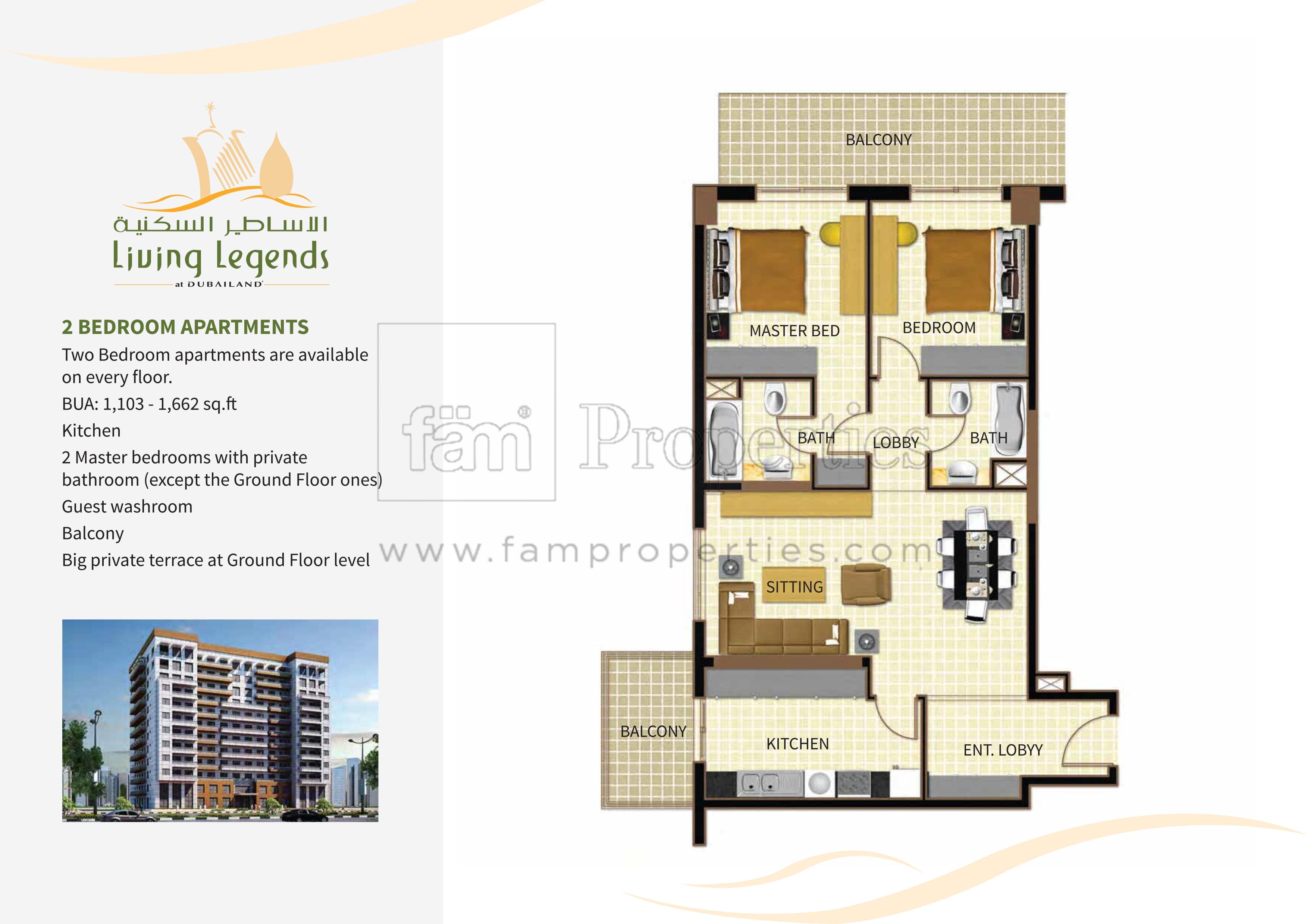 Living Legends, 2-Bed Floor Plan, type: 2 BD