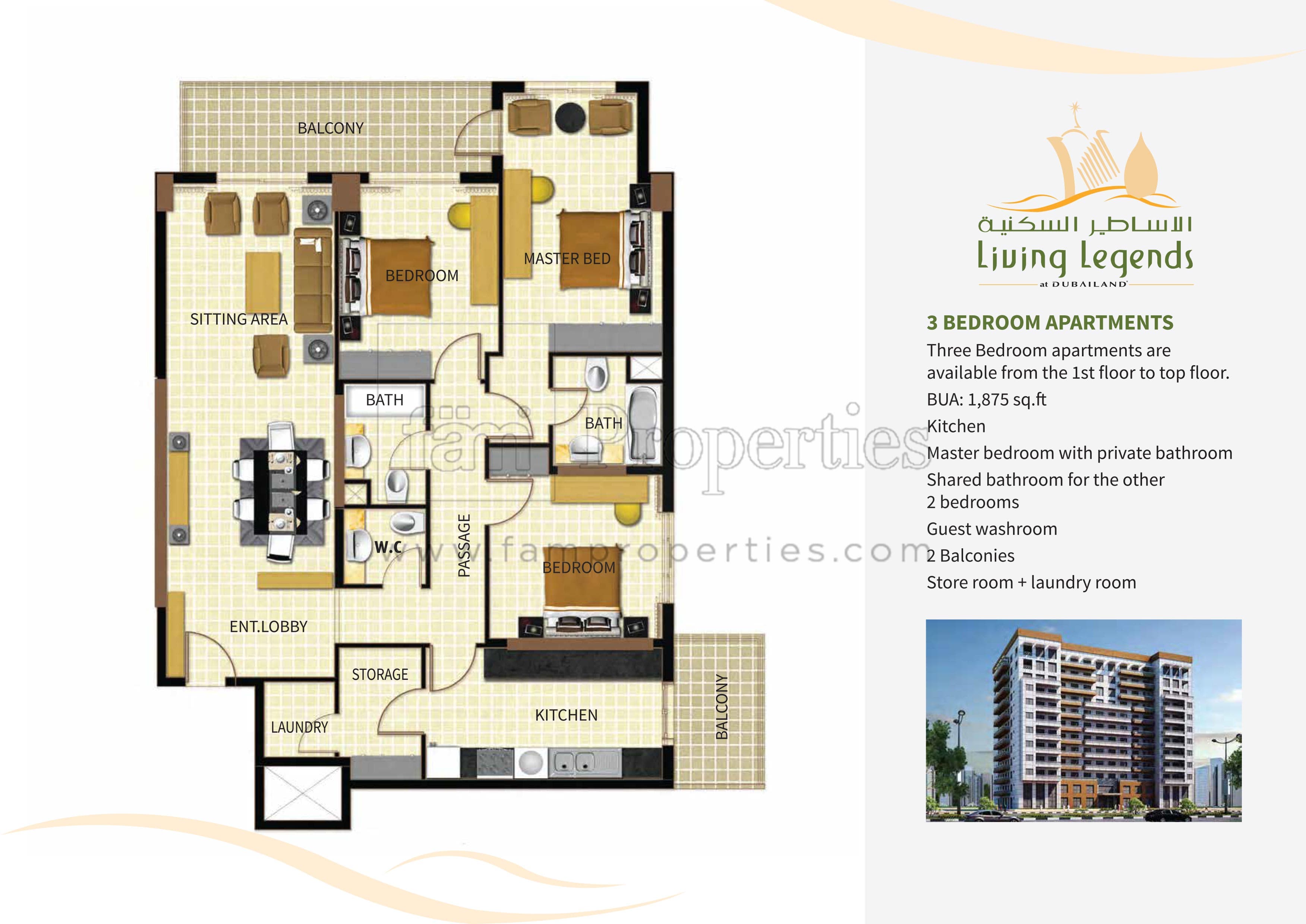 Living Legends, 3-Bed Floor Plan, type: 3 BD