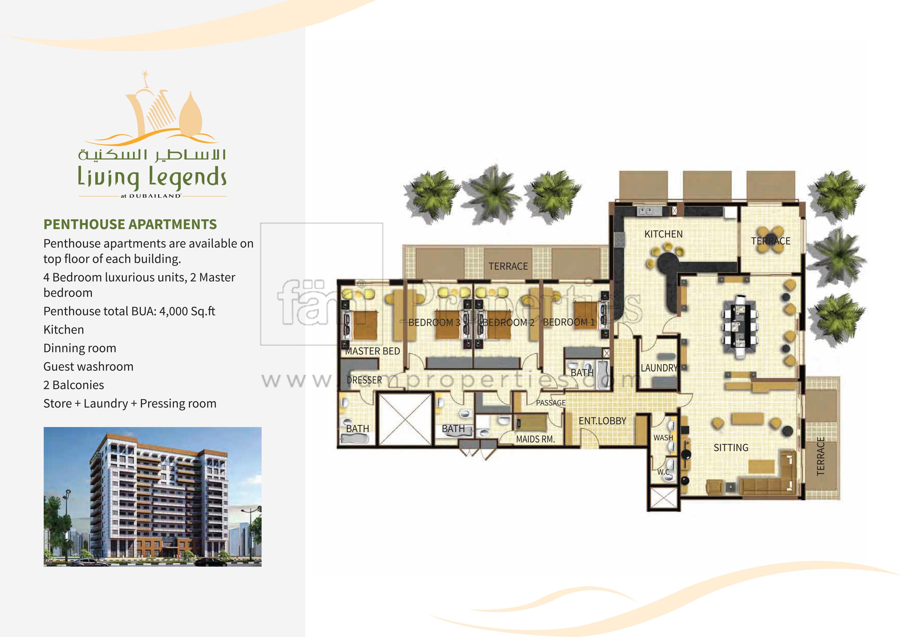 Living Legends, 4-Bed Floor Plan, type: Penthouse Apartments