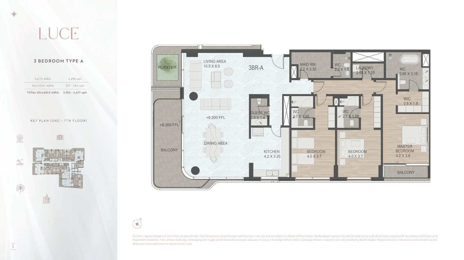 LUCE The Light at The Palm, 3-Bed Floor Plan, type: