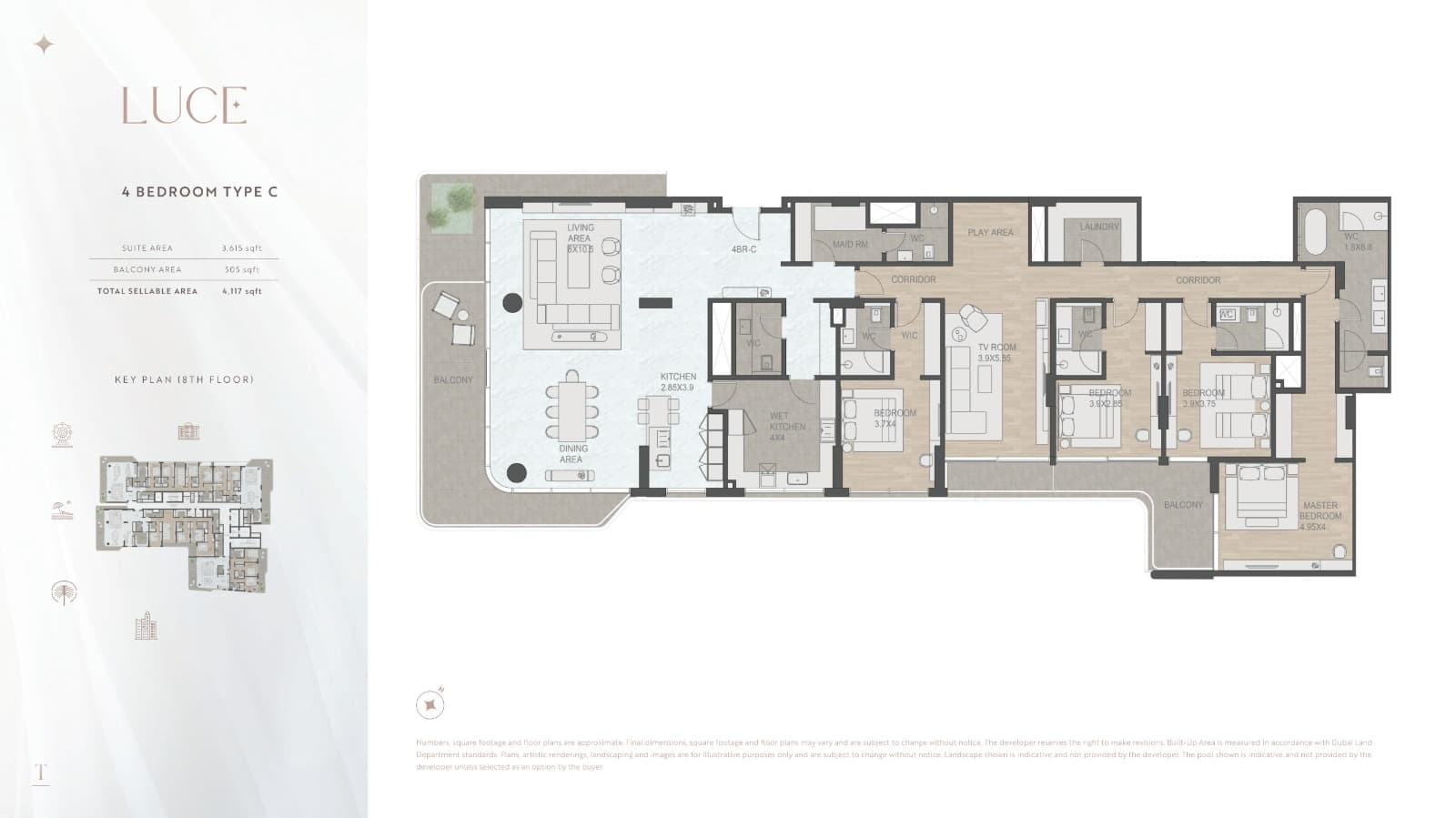 LUCE The Light at The Palm, 4-Bed Floor Plan, type: