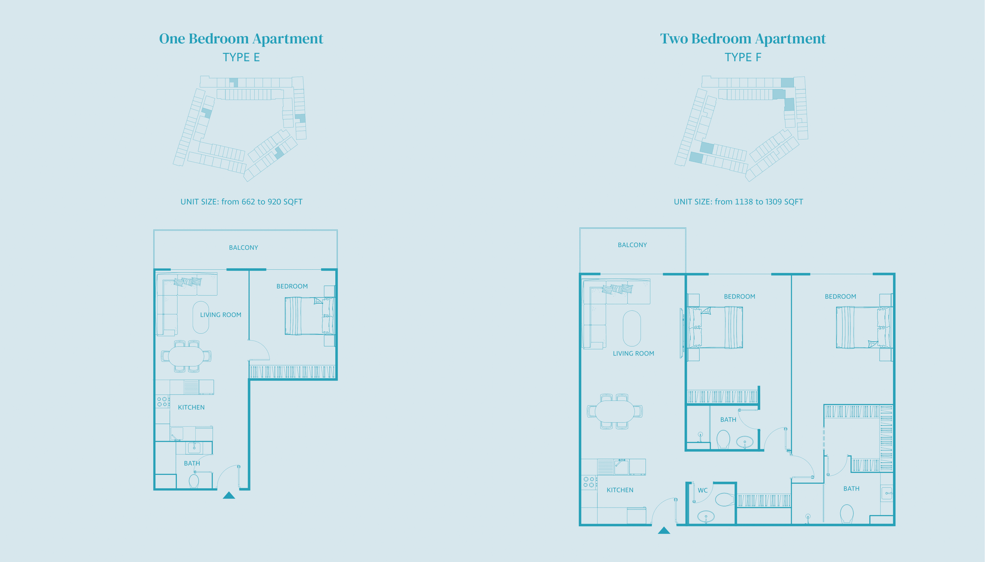 Luma 22 - East Tower, 2-Bed Floor Plan, type: