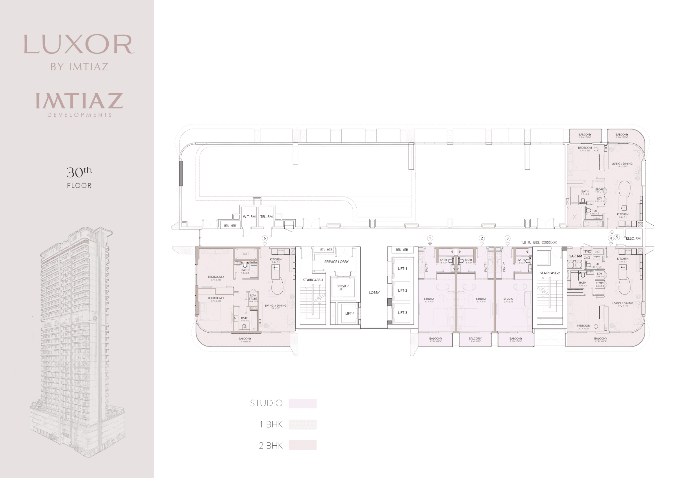 Luxor Tower by Imtiaz, 2-Bed Floor Plan, type: