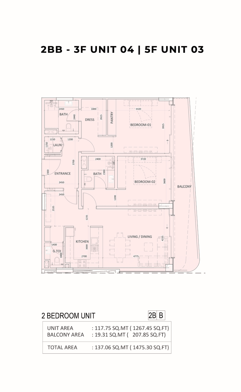 Luzora Residences, 2-Bed Floor Plan, type: