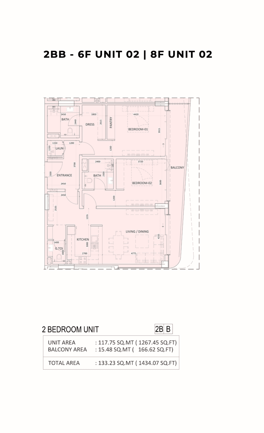 Luzora Residences, 2-Bed Floor Plan, type: