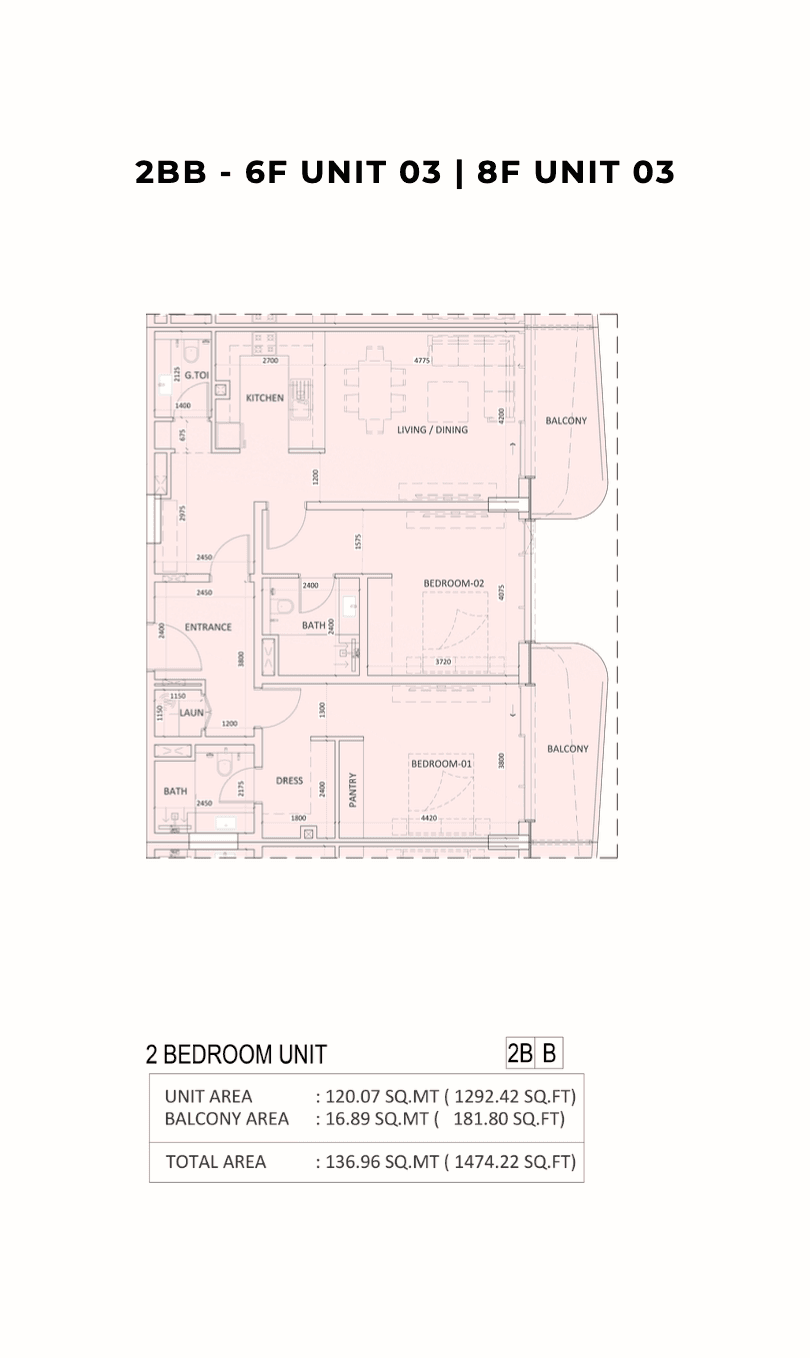 Luzora Residences, 2-Bed Floor Plan, type: