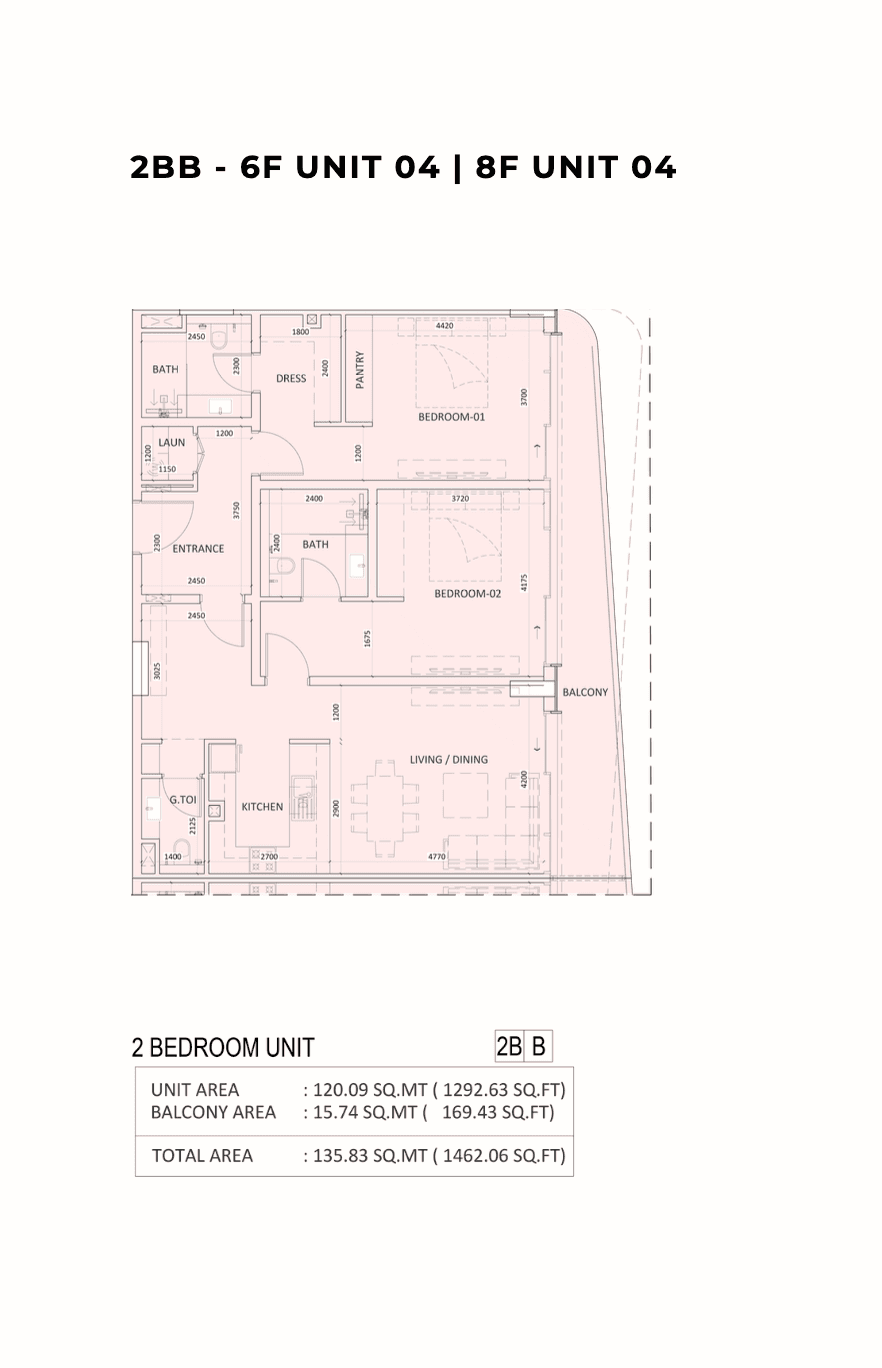 Luzora Residences, 2-Bed Floor Plan, type: