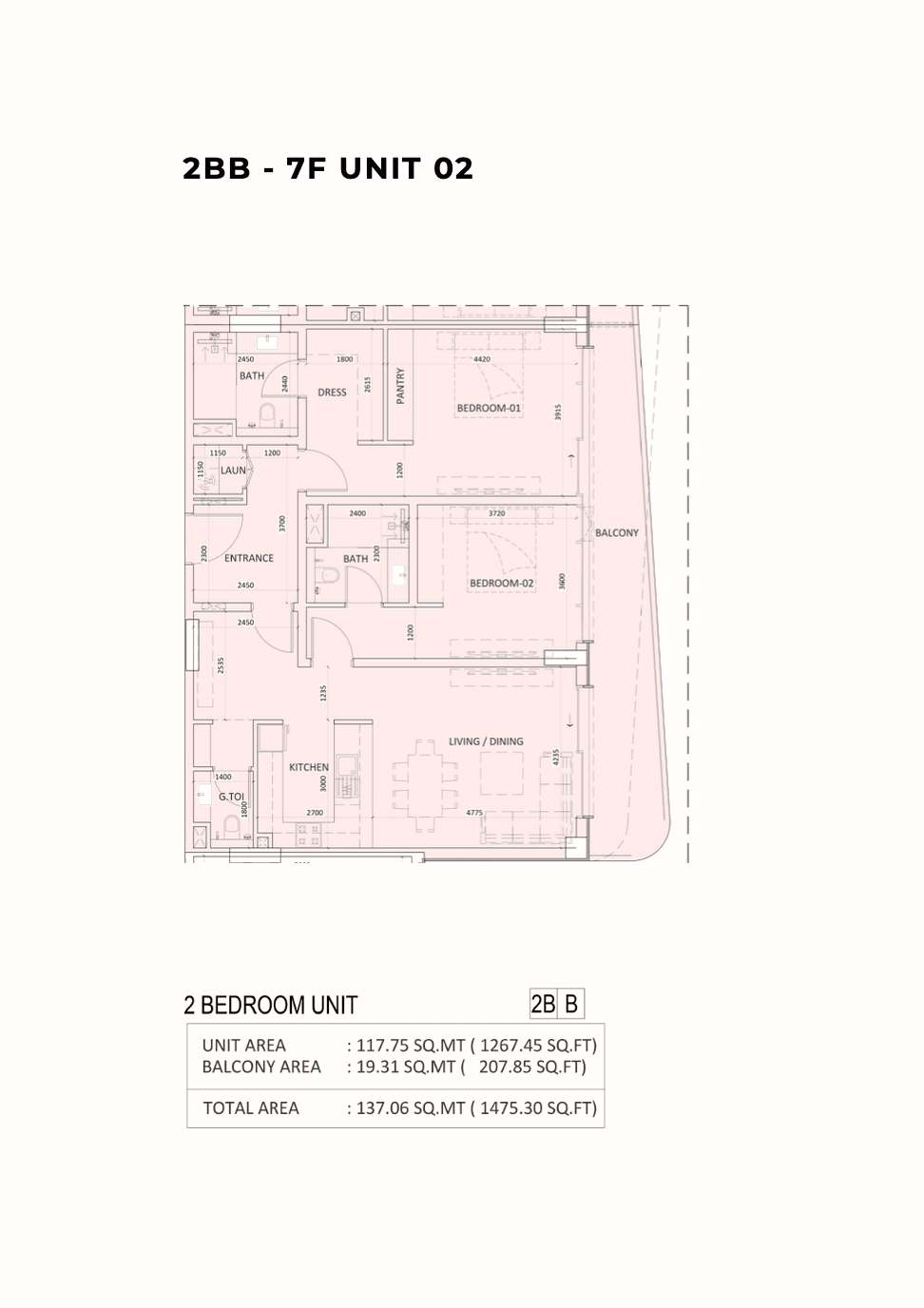Luzora Residences, 2-Bed Floor Plan, type: