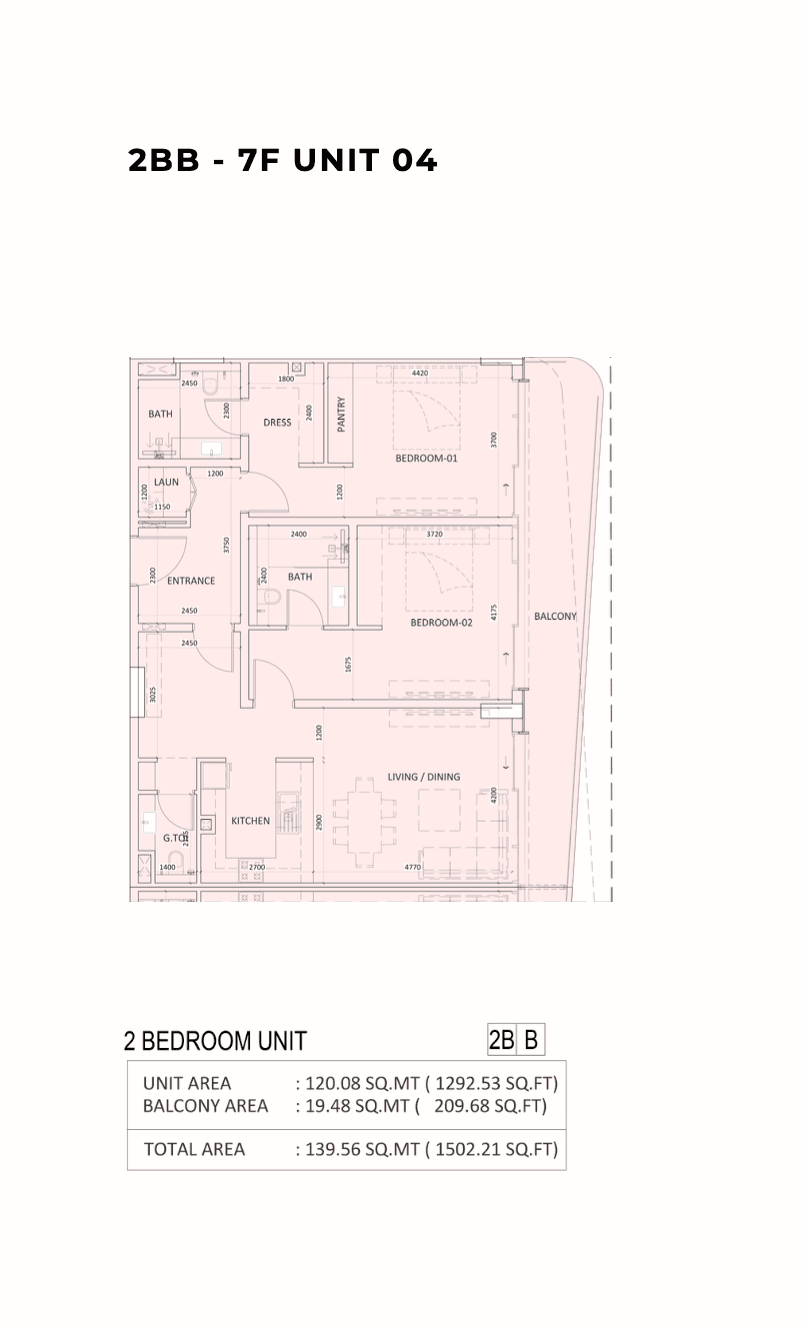 Luzora Residences, 2-Bed Floor Plan, type: