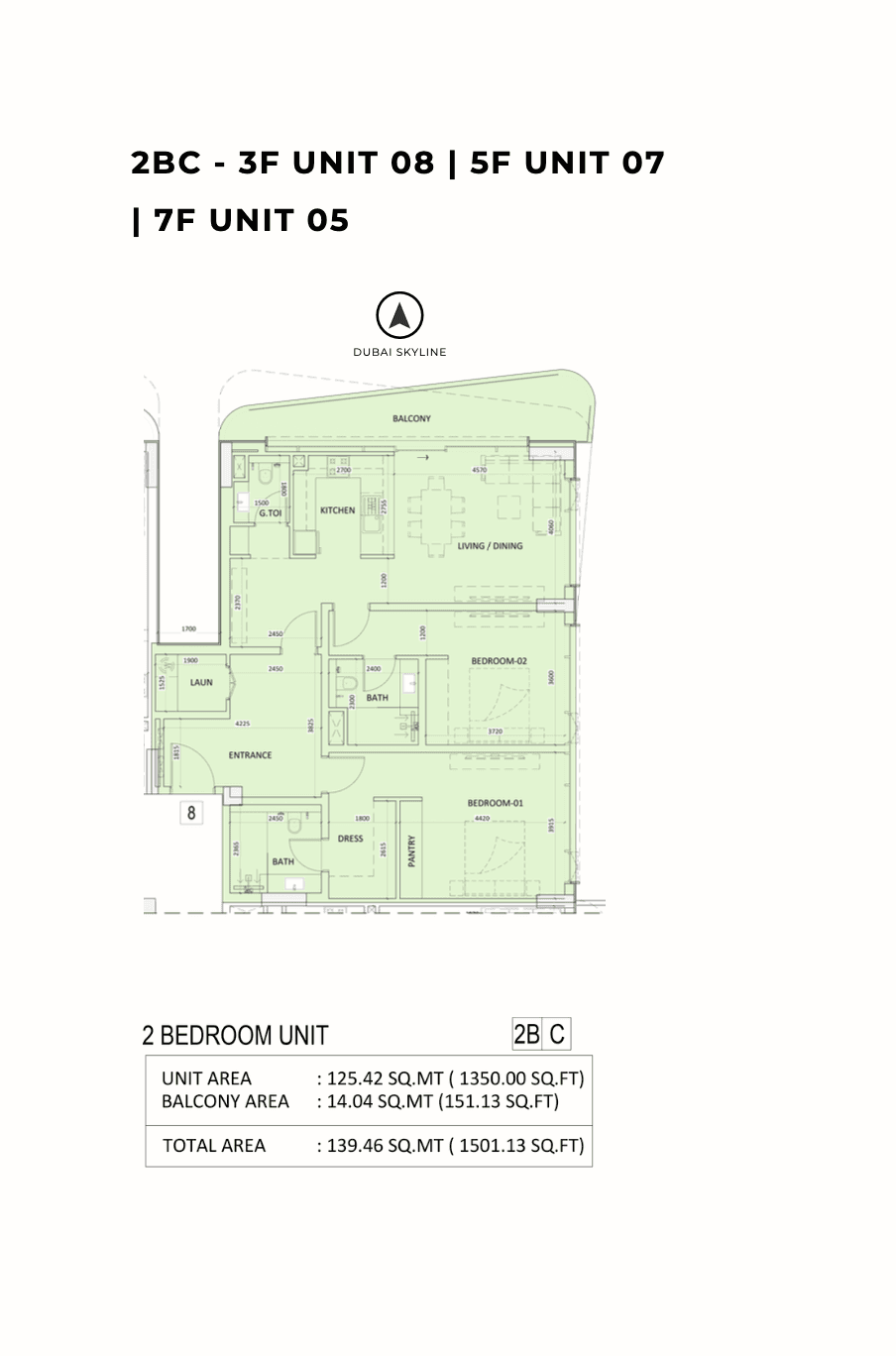 Luzora Residences, 2-Bed Floor Plan, type: