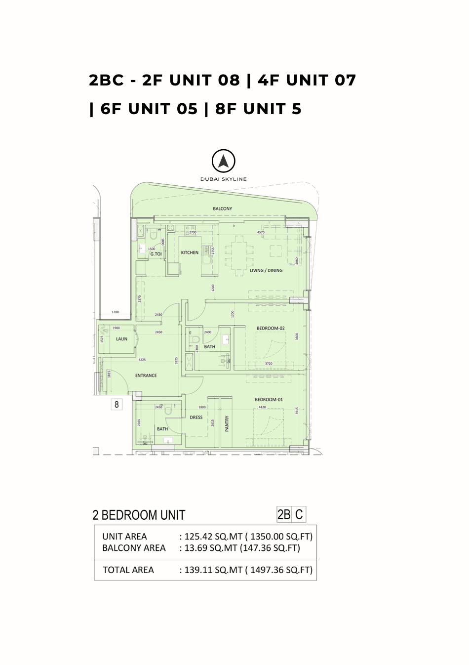 Luzora Residences, 2-Bed Floor Plan, type: