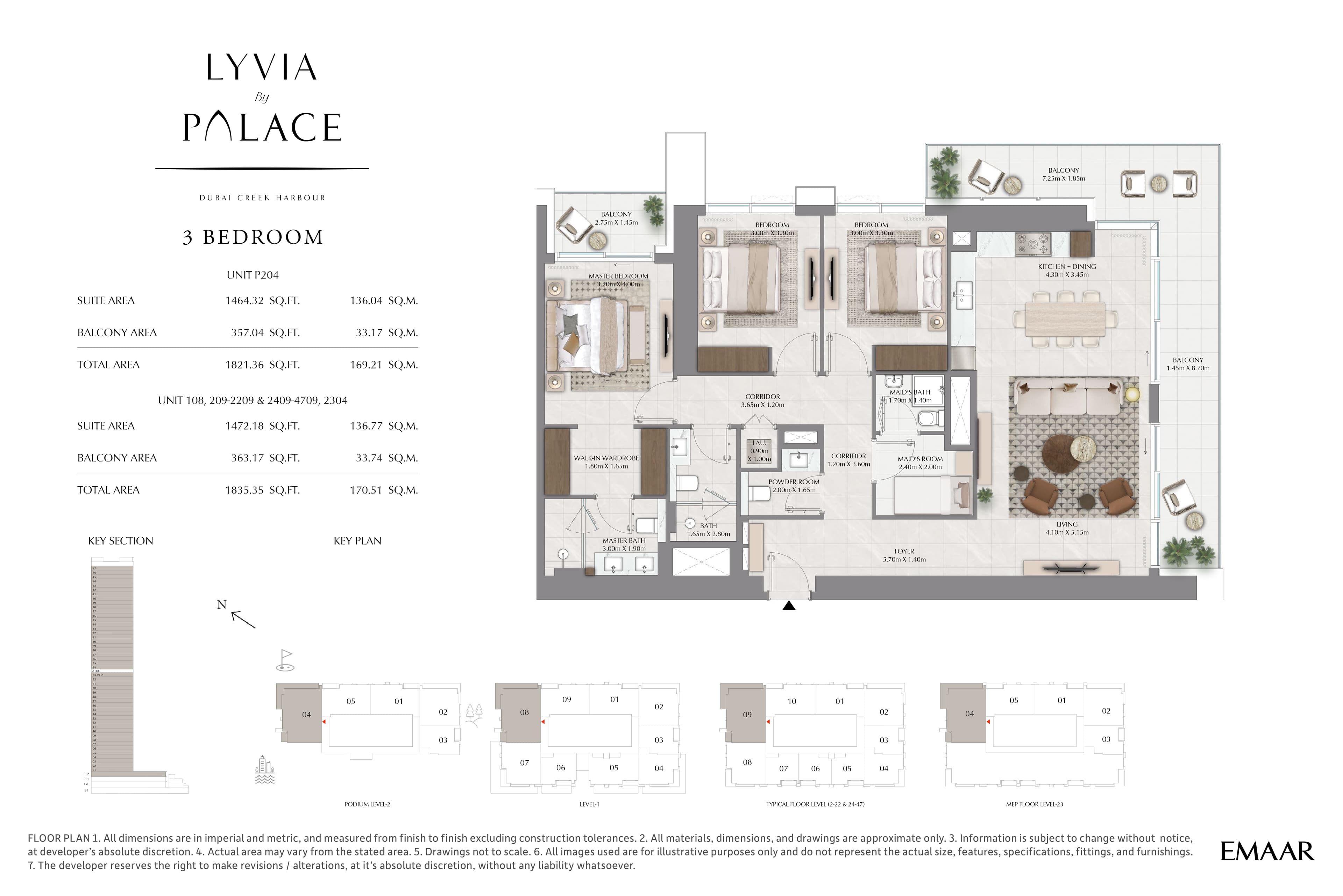 Lyvia by Palace, 3-Bed Floor Plan, type: 3 Bedroom
