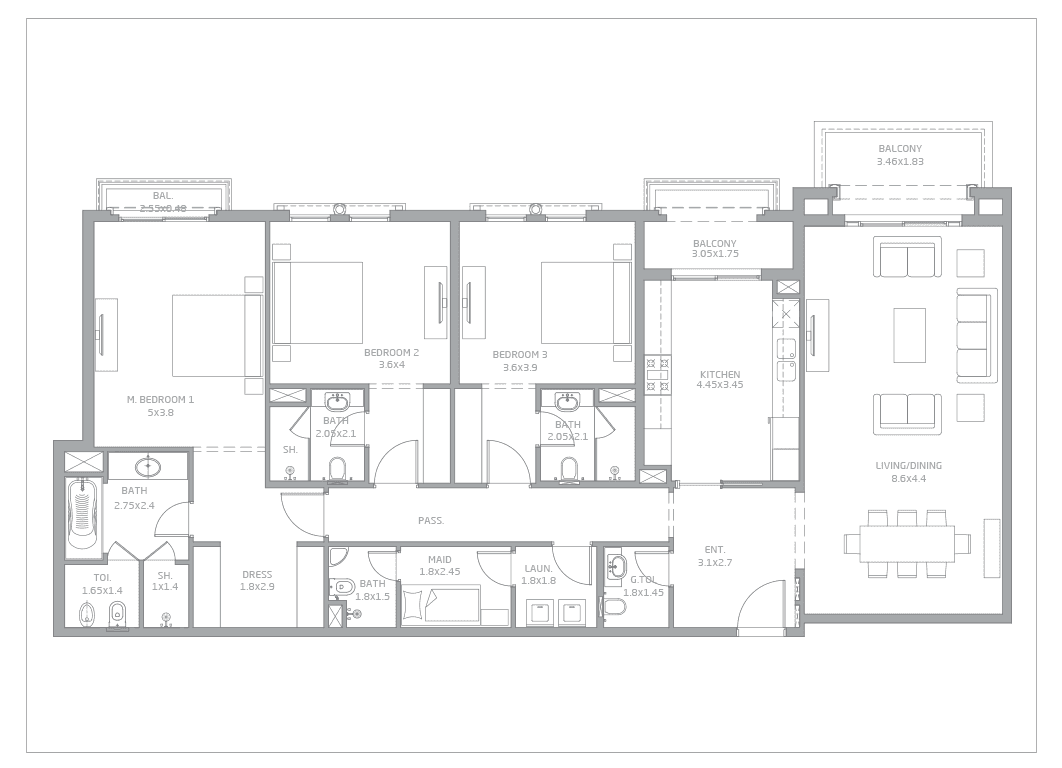 Madinat Badr, 3-Bed Floor Plan, type: 3 Bedroom