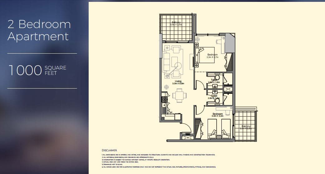 MAG 318, 2-Bed Floor Plan, type: 2 Bedroom