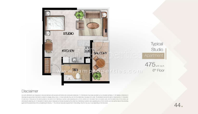 Mag 5 Boulevard, 0-Bed Floor Plan, type: Studio