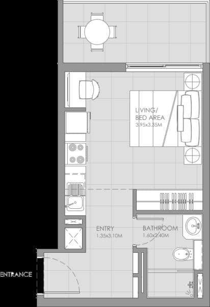 Mag City Apartments, 0-Bed Floor Plan, type: Studio