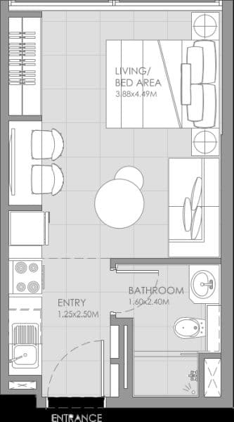 Mag City Apartments, 0-Bed Floor Plan, type: Studio
