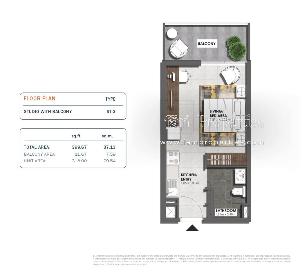 Mag Eye Apartments, 0-Bed Floor Plan, type: Studio