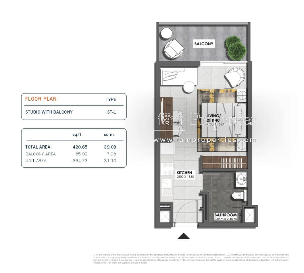 Mag Eye Apartments, 0-Bed Floor Plan, type: Studio