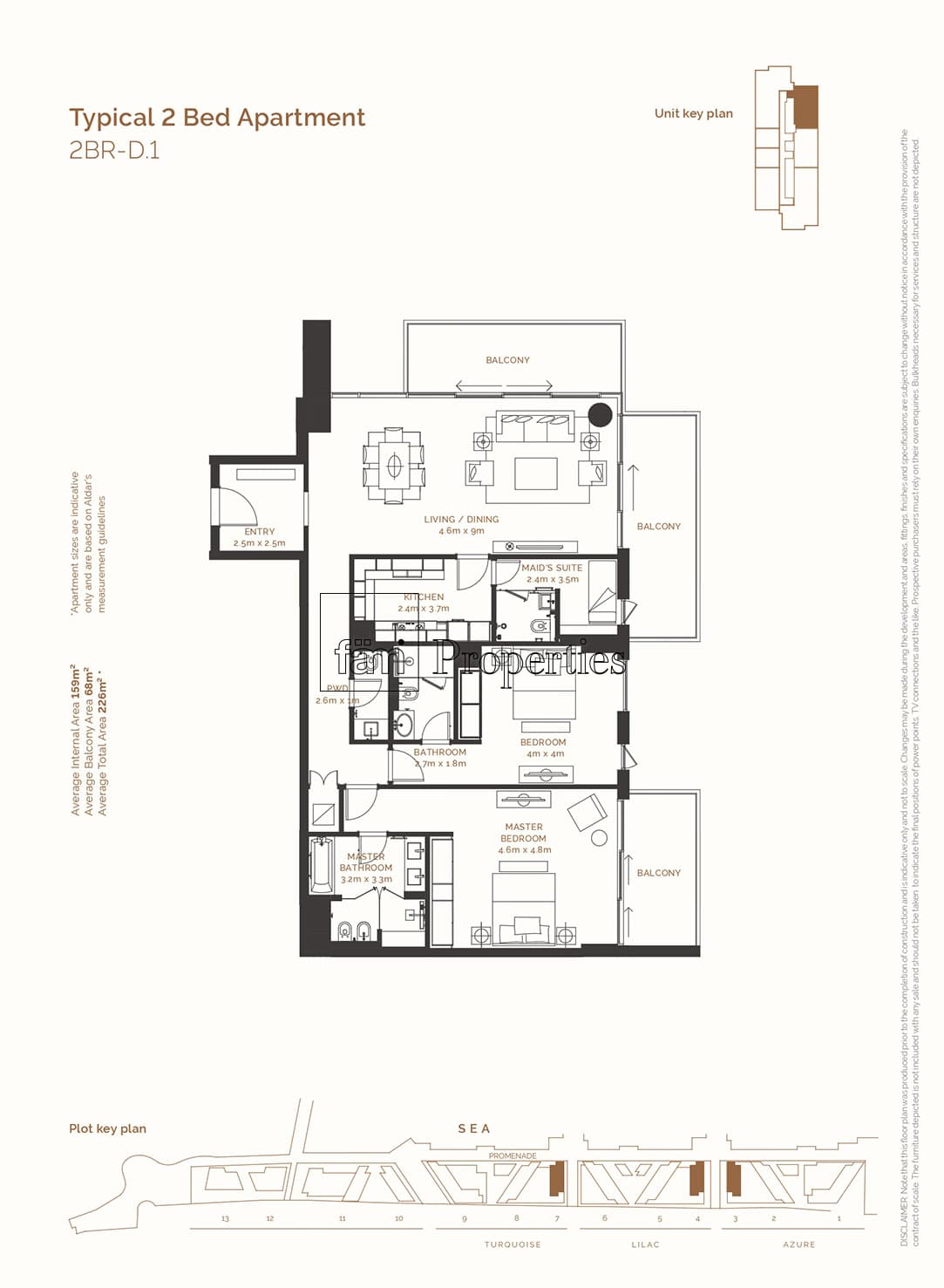 Mamsha Al Saadiyat, 2-Bed Floor Plan, type: 2 Bedroom