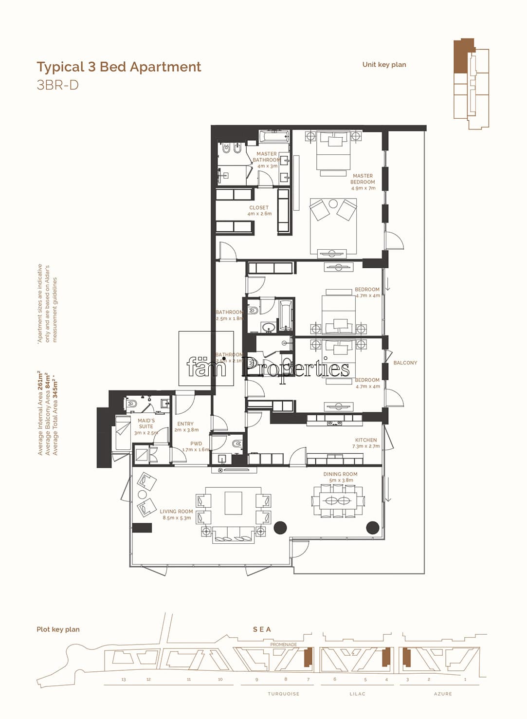 Mamsha Al Saadiyat, 3-Bed Floor Plan, type: 3 Bedroom